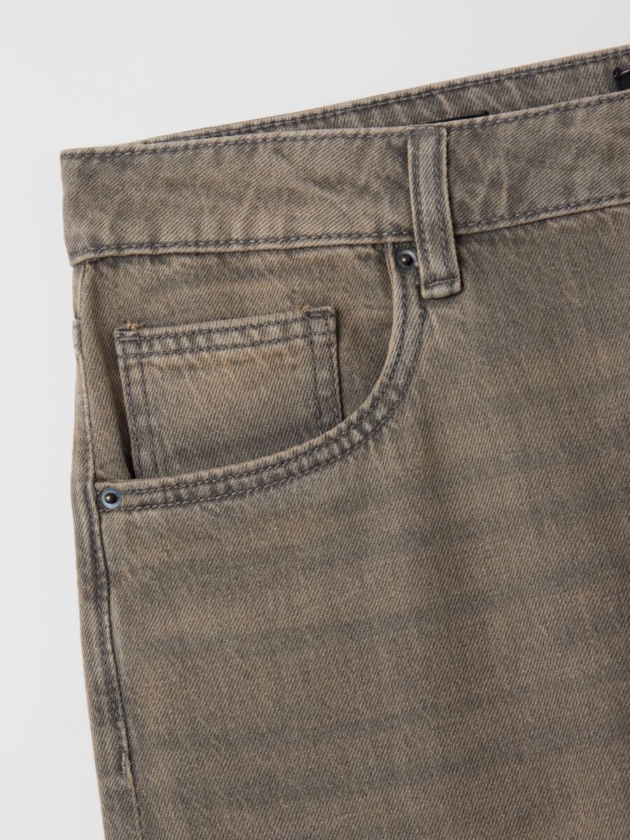 Jeans baggy in puro cotone marroni_1