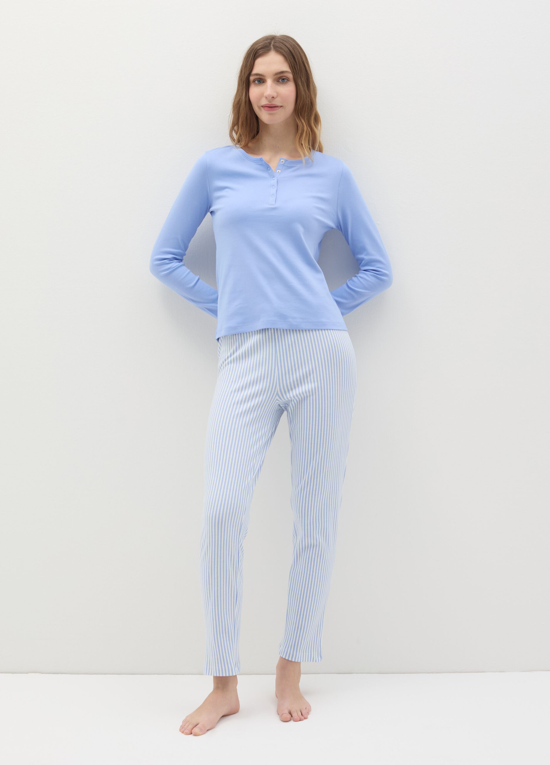Striped cotton pyjama bottoms