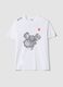White pure cotton crew-neck T-shirt with Ducati print, regular fit_0