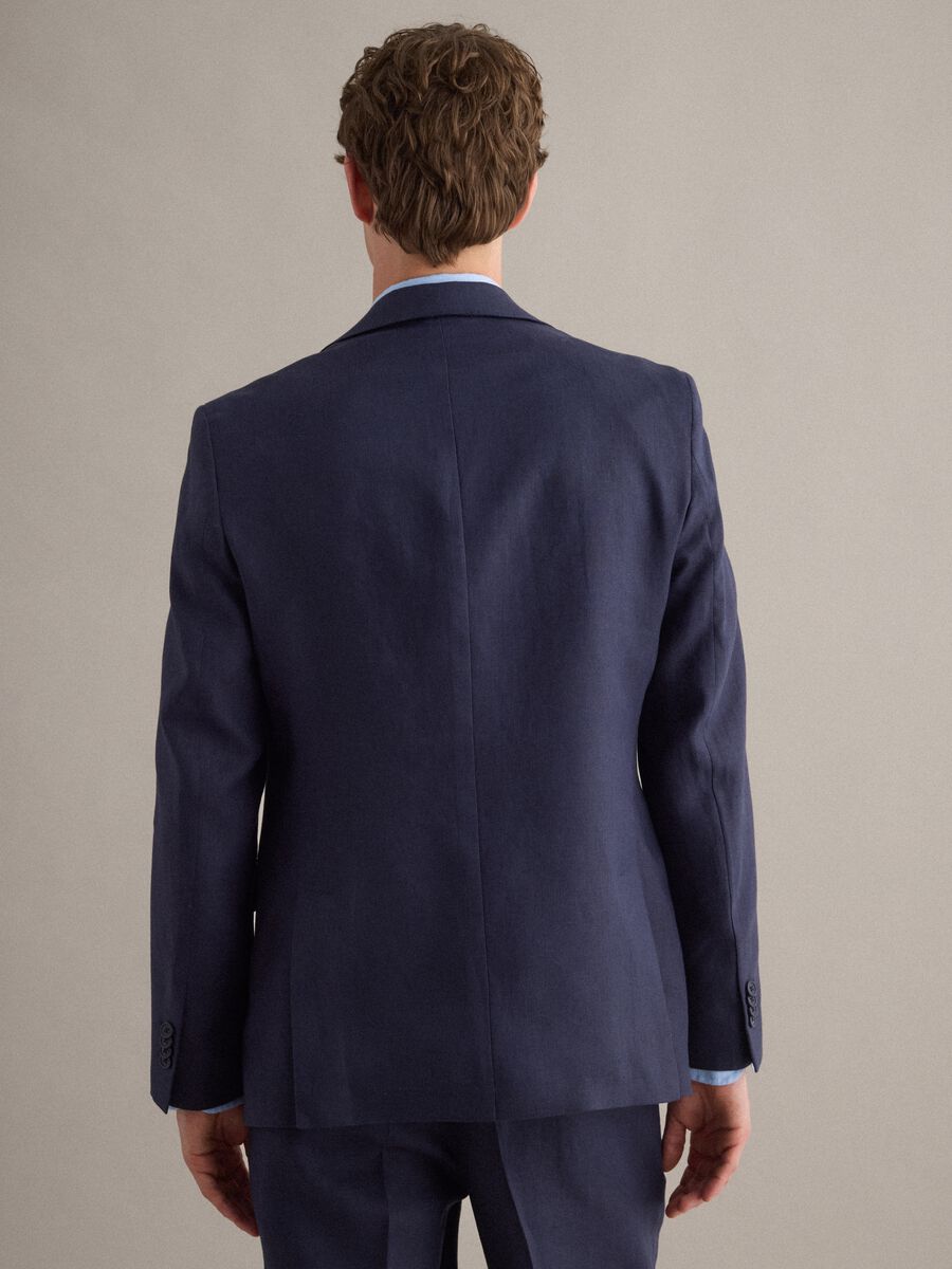 Slim fit pure linen blue blazer_3