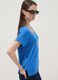 Blue stretch viscose V-neck T-shirt_0
