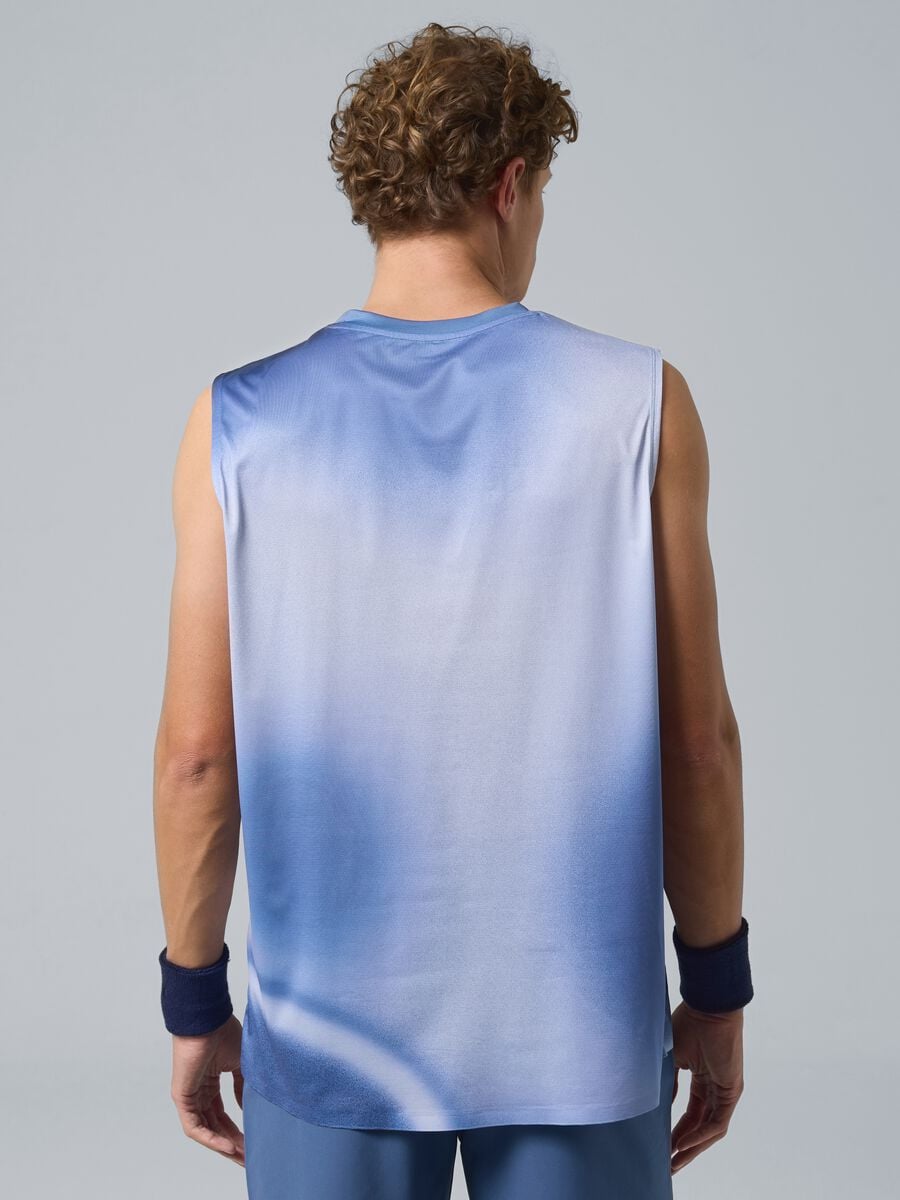 Tank Top azzurra in tessuto elasticizzato ed effetto tie dye ALTAVIA COURT_3