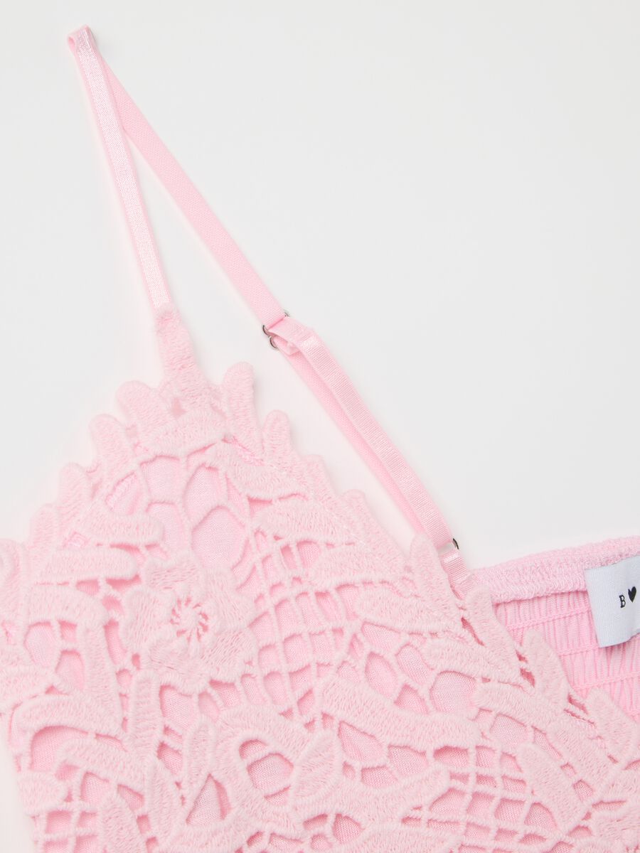 Pink Cotton Lace Crop Top_5