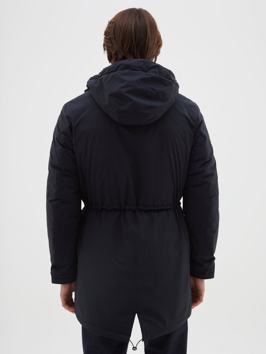 Blue regular fit padded parka with hood and zip_2