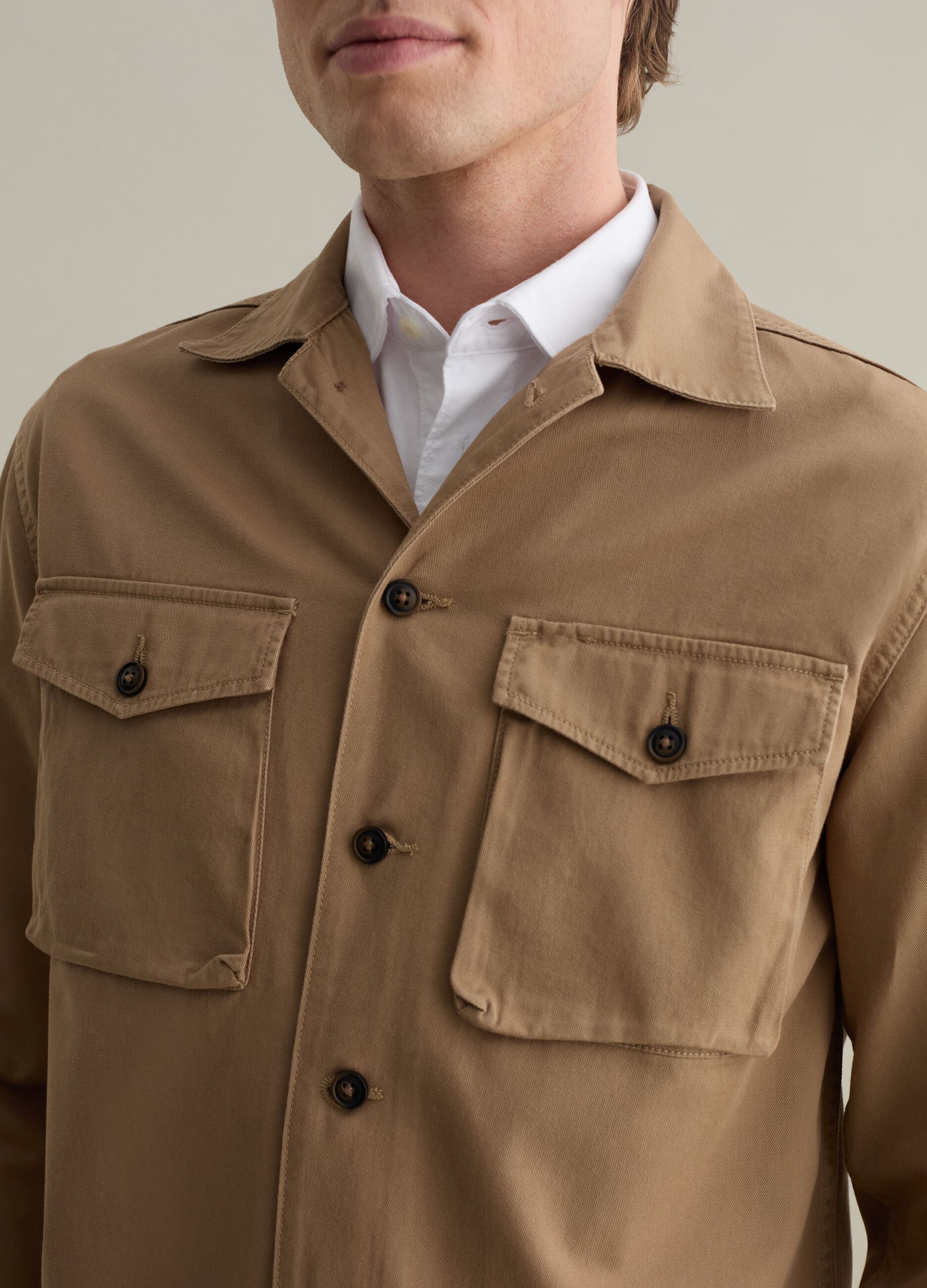 Shacket in twill tinta unita