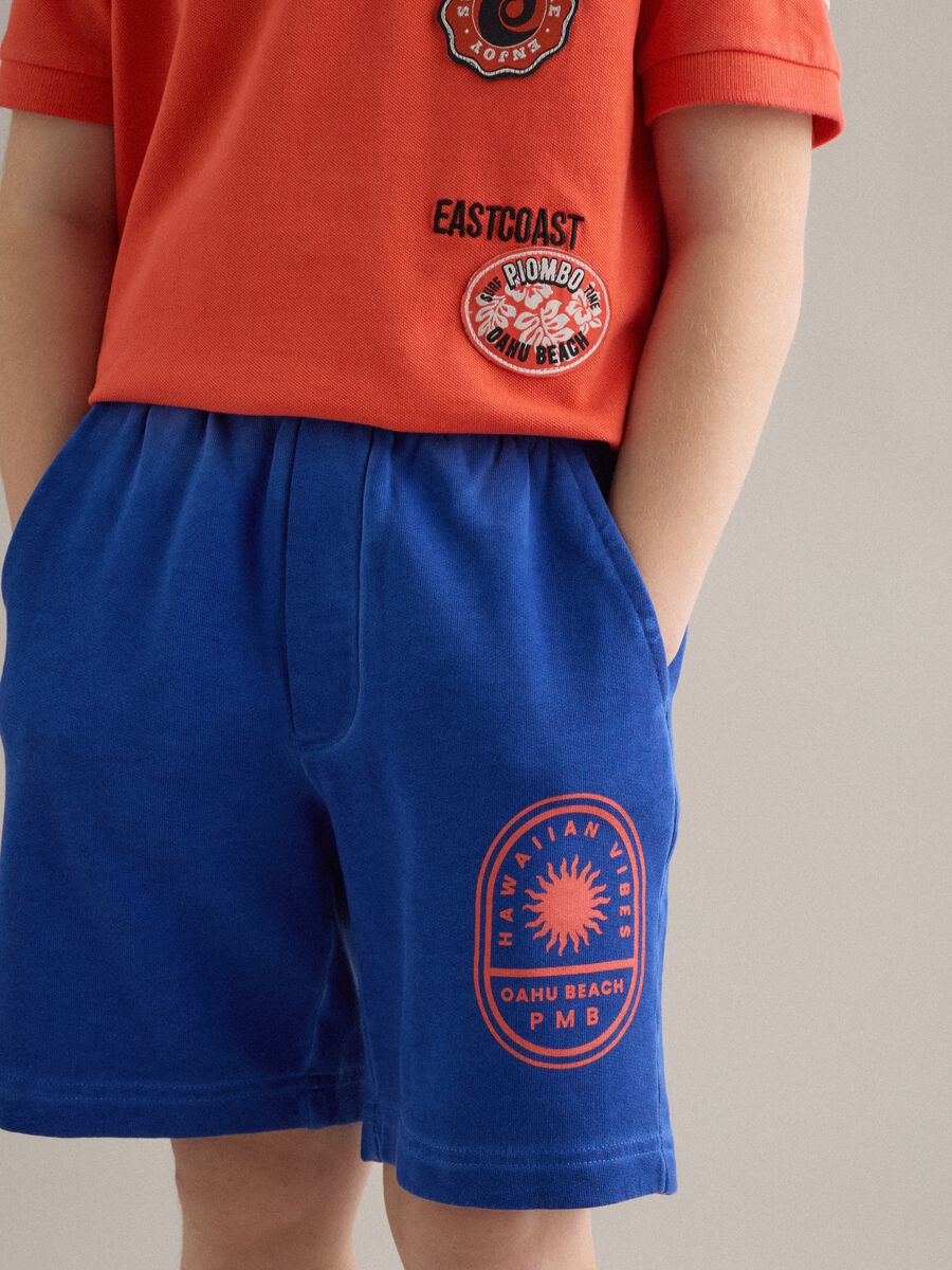 Shorts cargo in puro cotone blu da bambino baggy fit_2
