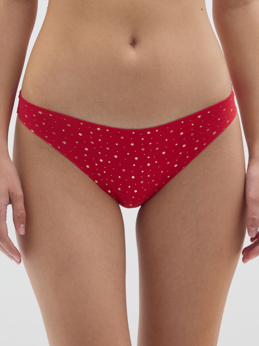Red Brazilian briefs in stretch cotton with print_1