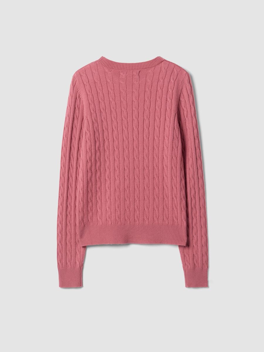 Maglia girocollo rosa a trecce regular fit_6