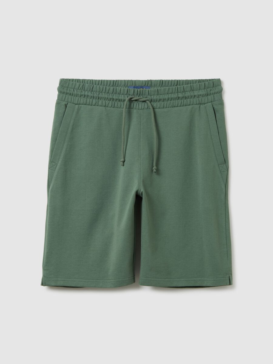 Men's Green Cotton Blend Regular Fit Shorts with Back Pocket_4