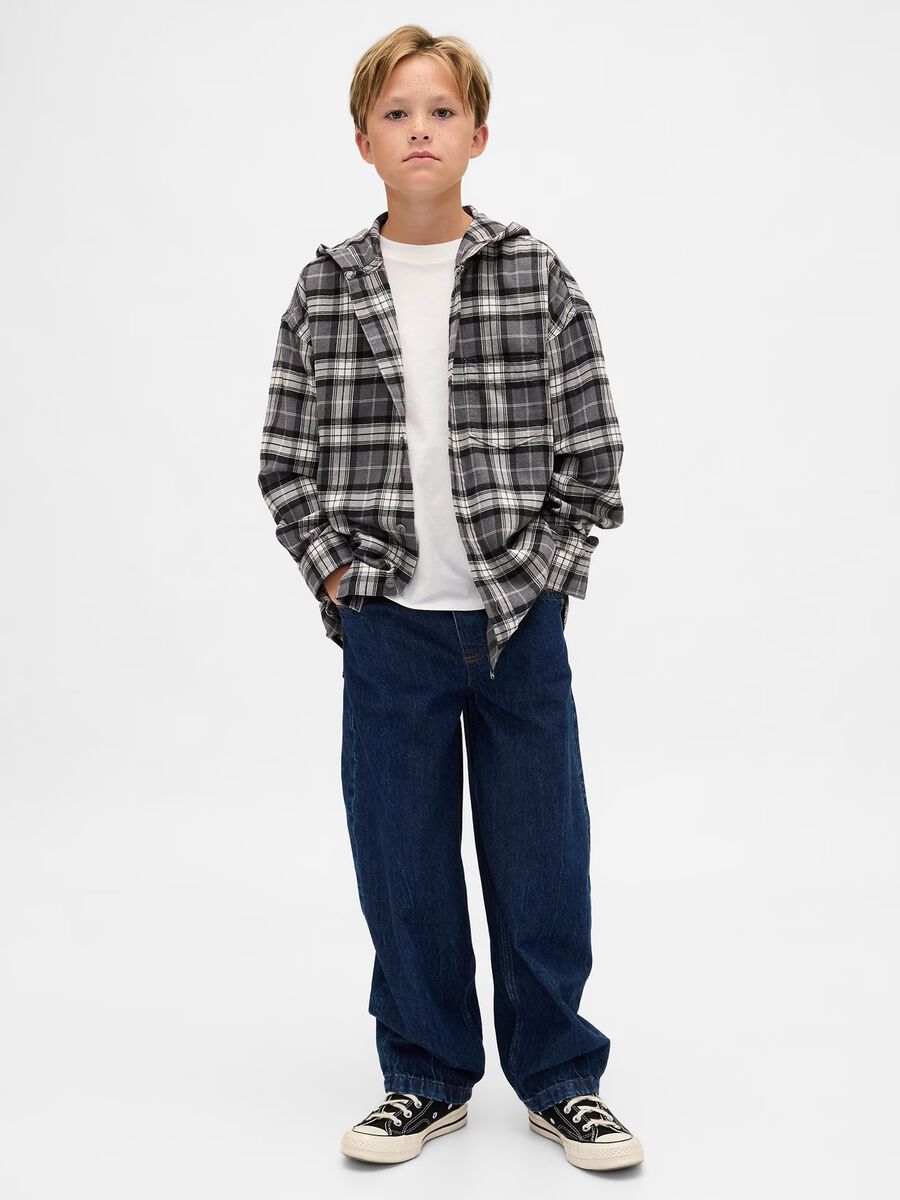 Grey Checked Cotton Shirt for Boys_2