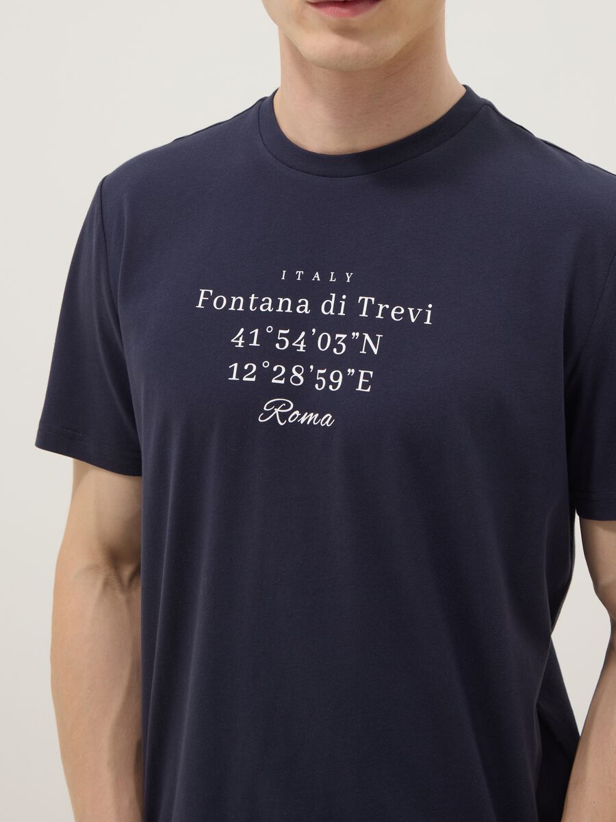 Blue pure cotton regular-fit T-shirt with front print_2