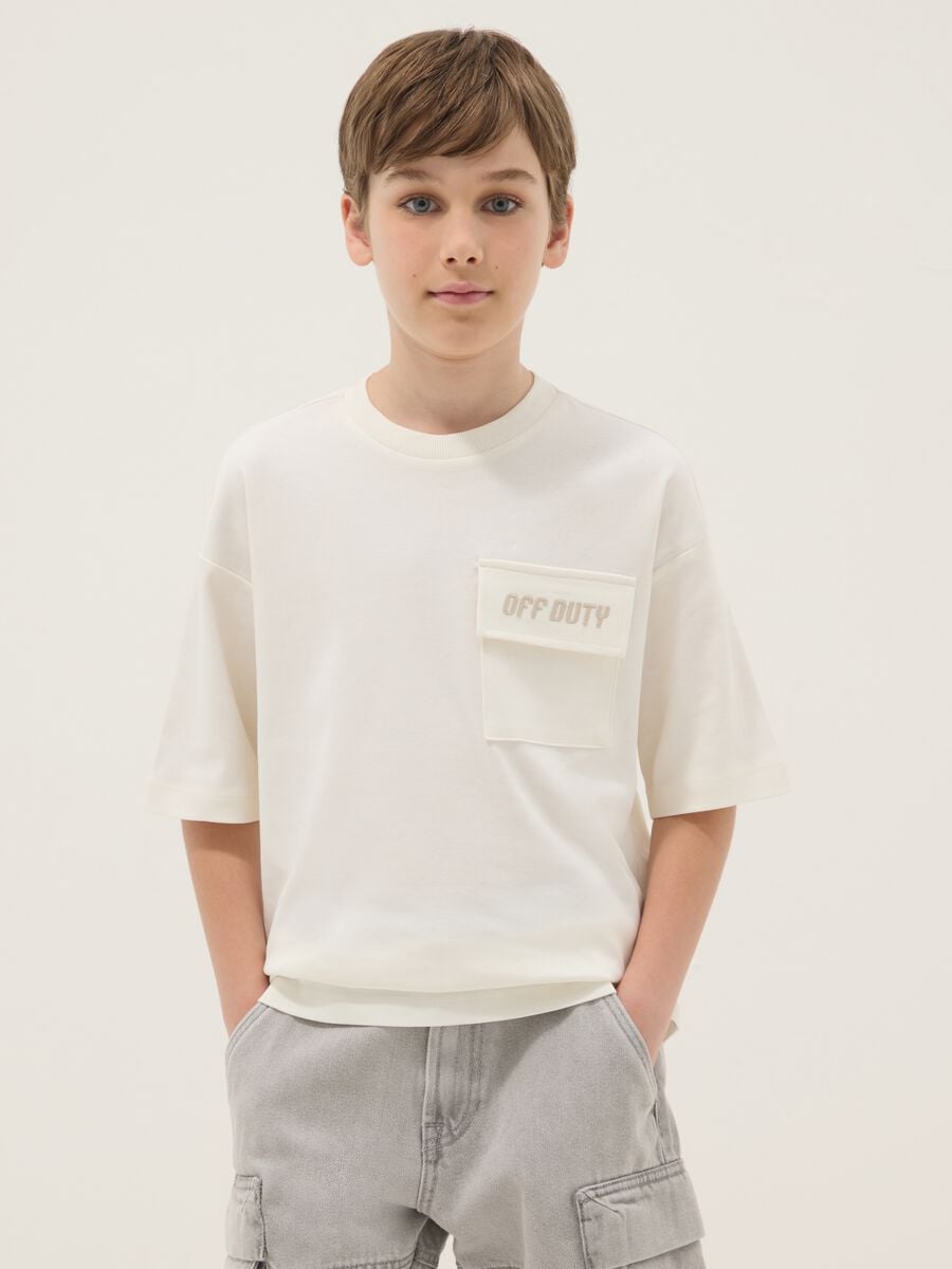 White short-sleeve pure cotton T-shirt_0