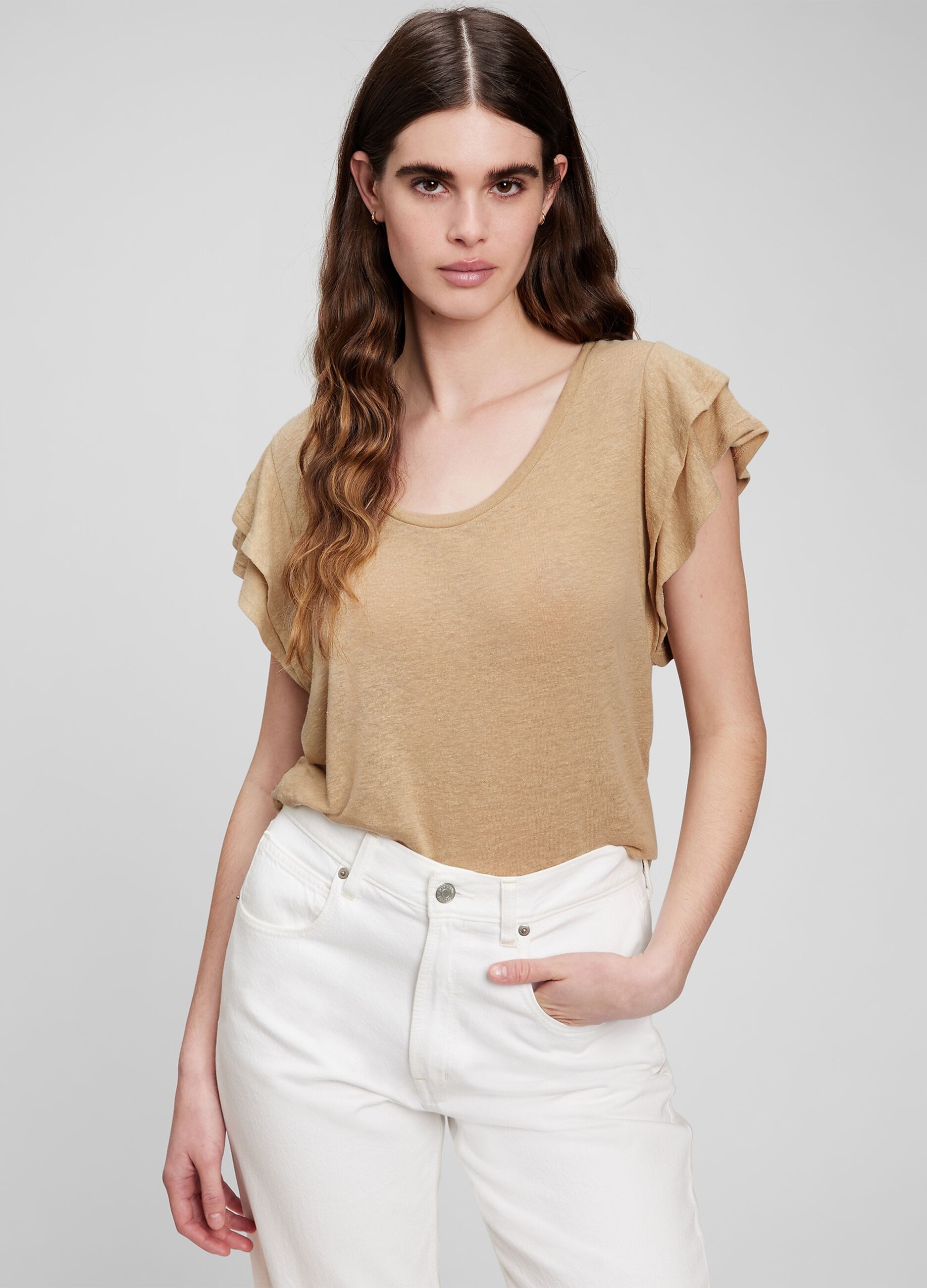 Linen T-shirt with butterfly sleeves