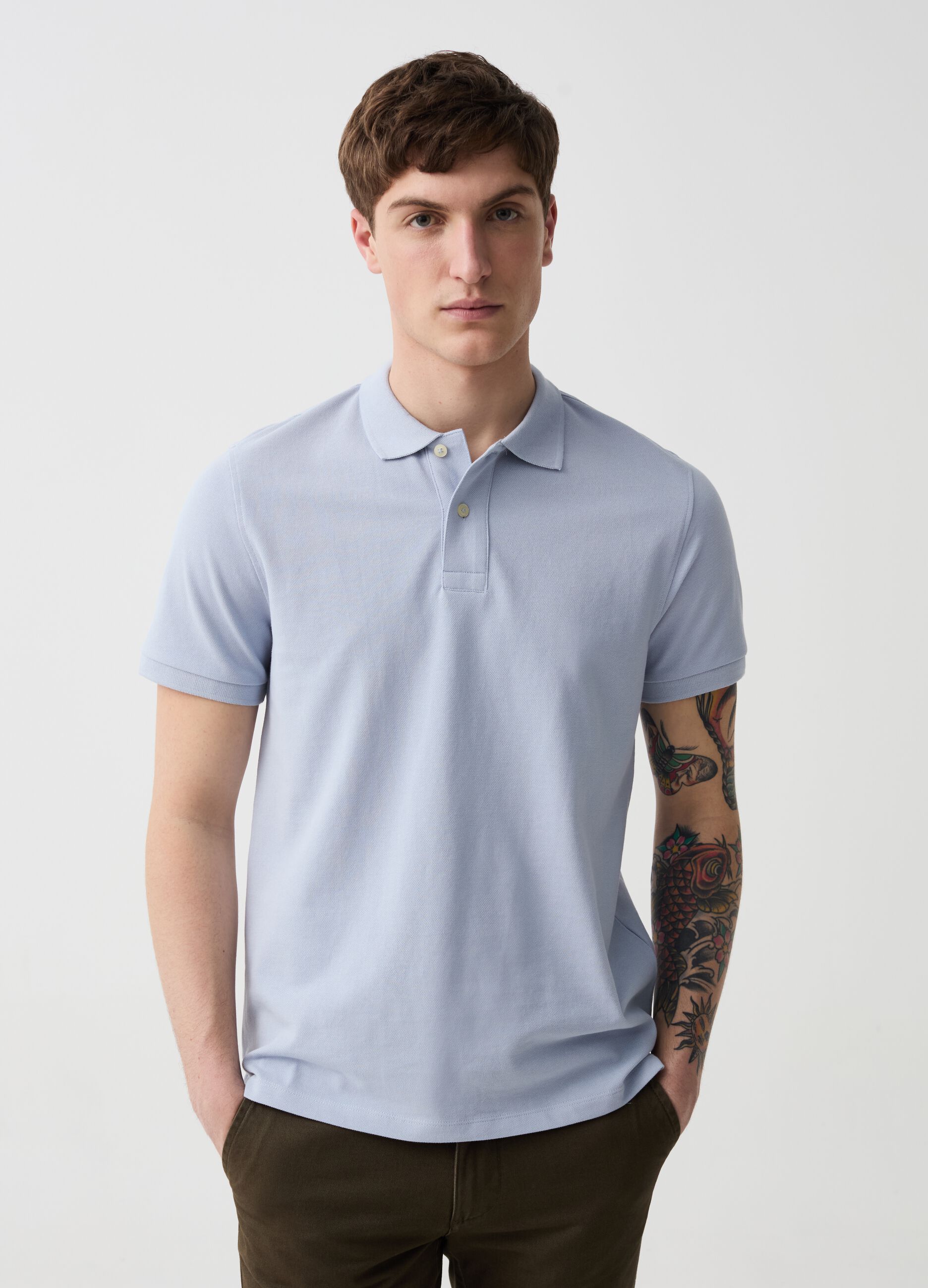 Organic cotton pique polo shirt