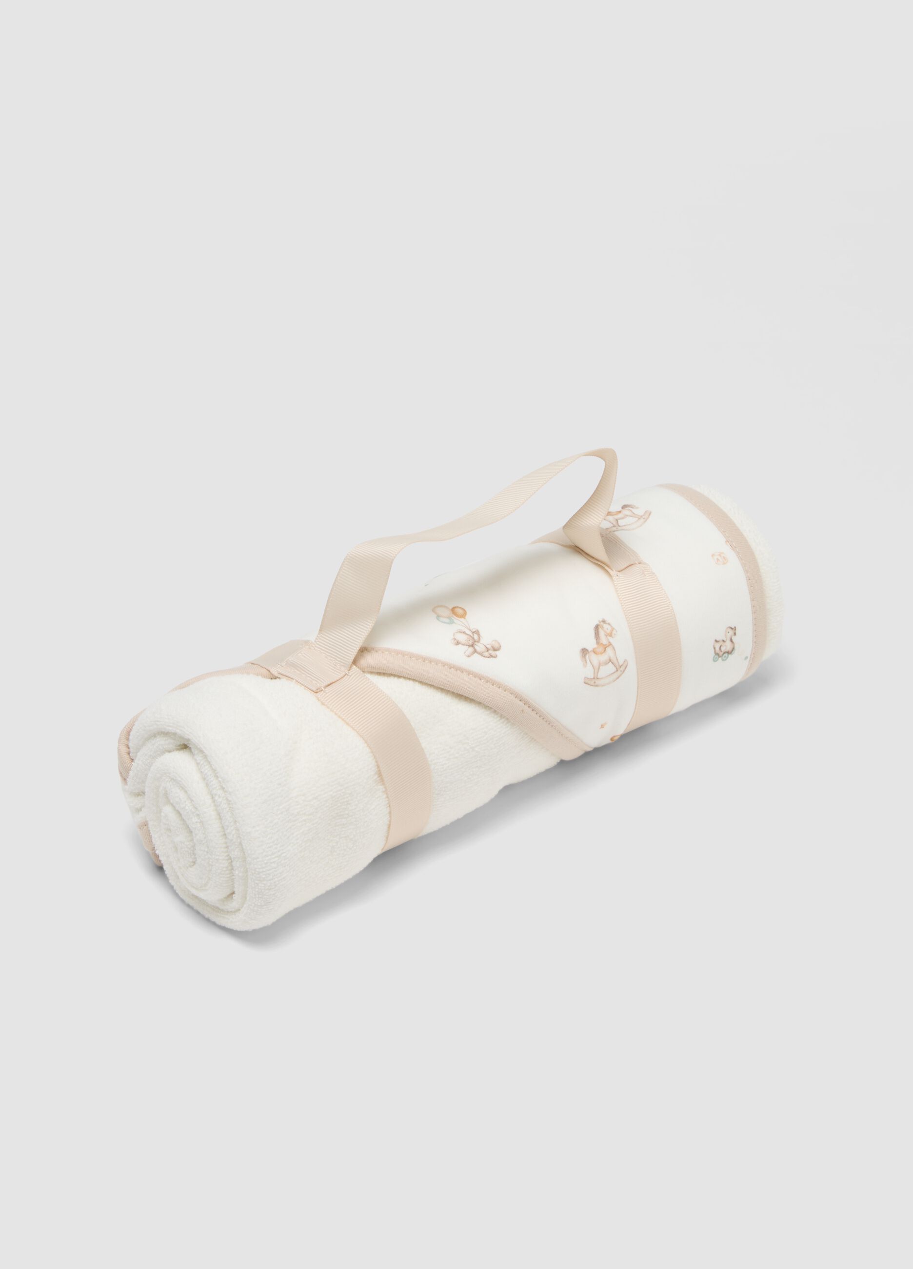 White organic cotton-blend hooded baby bathrobe