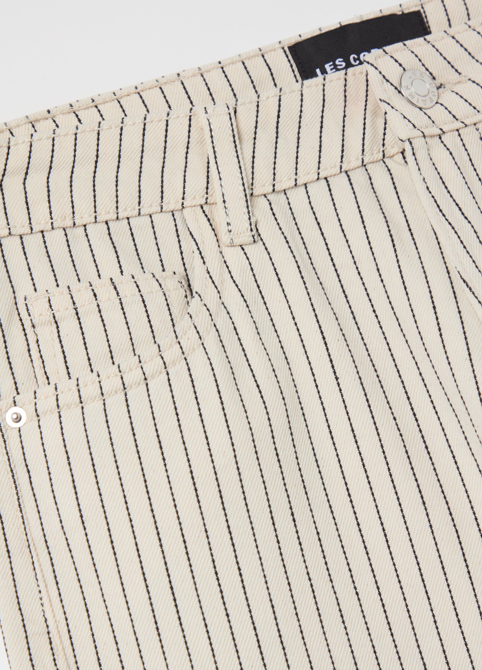 Carrot fit pinstripe jeans.