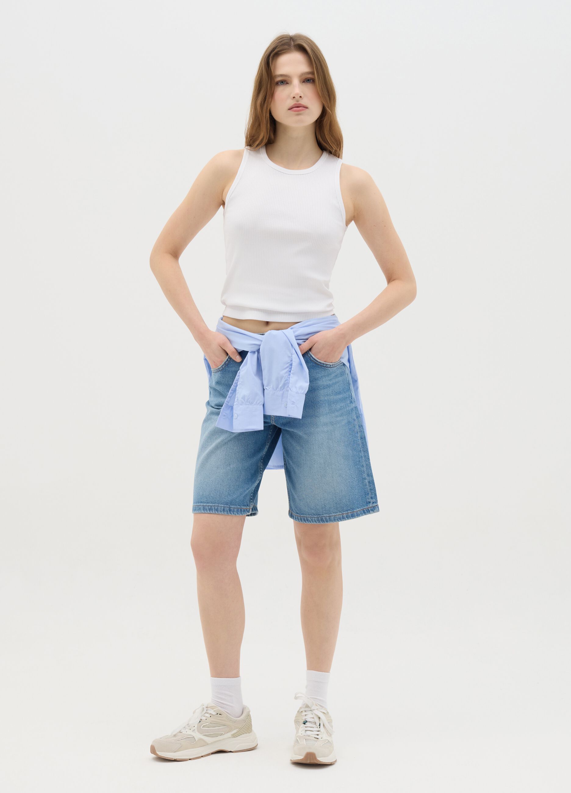Blue denim Bermuda shorts by Ovs