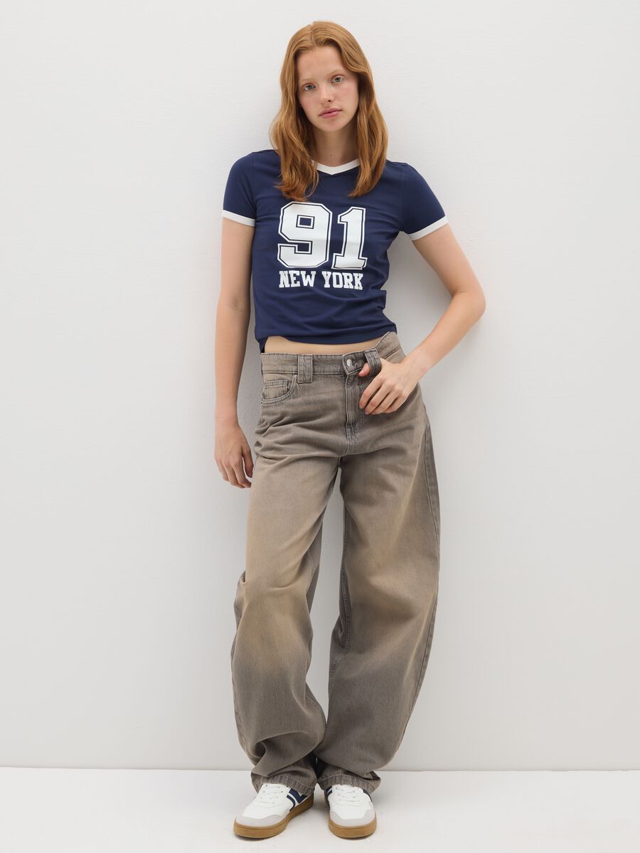 T-shirt in cotone elasticizzato blu regular fit_1