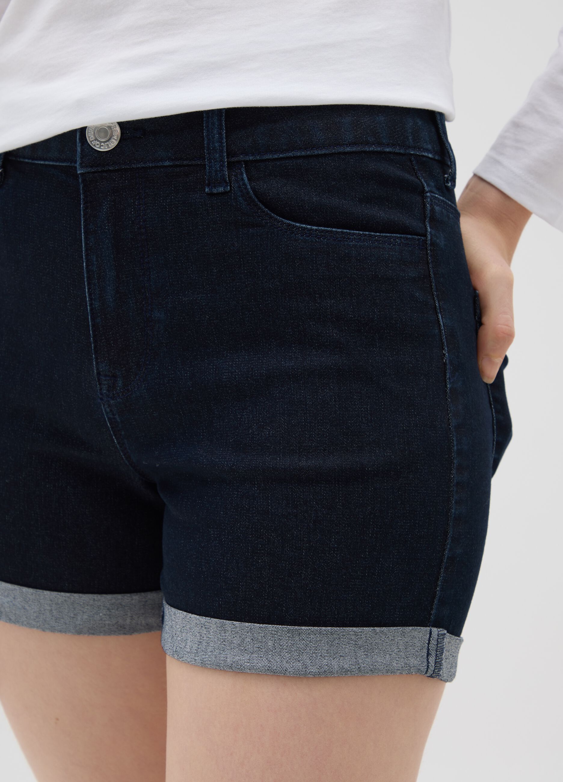 Women's blue cotton-blend shorts regular fit