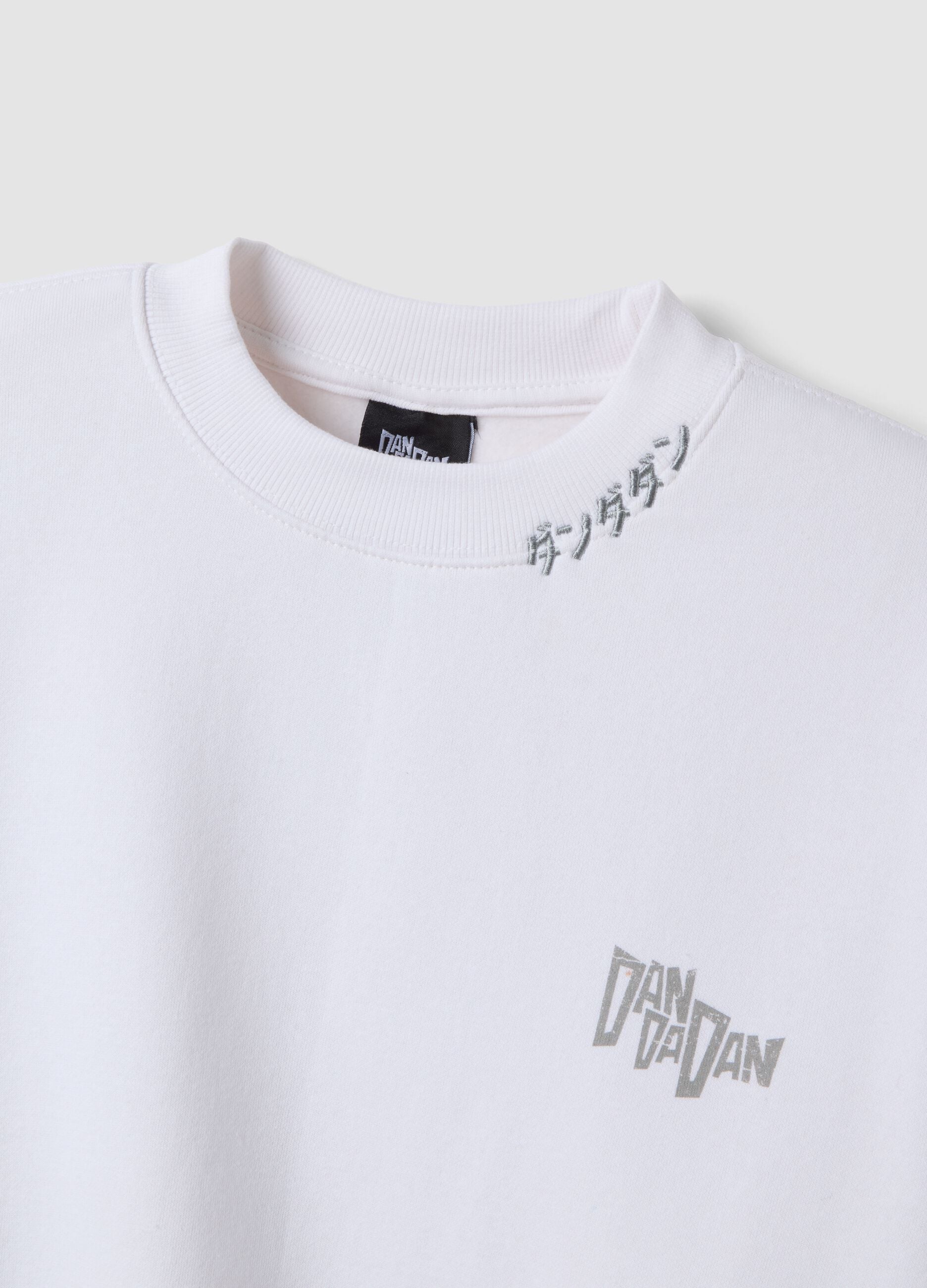 White cotton-blend sweatshirt with Dan Dan back print