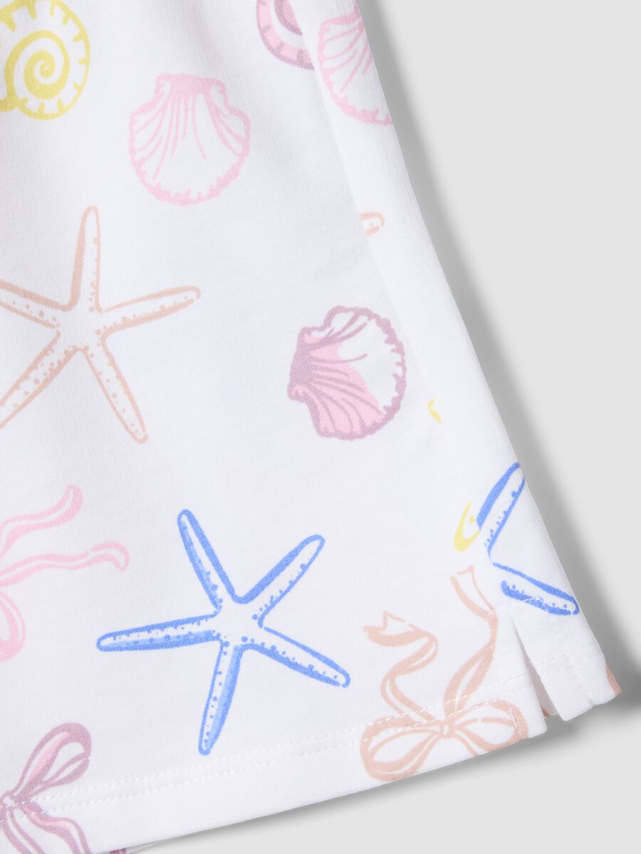 White pure cotton girls&rsquo; shorts with nautical prints_2