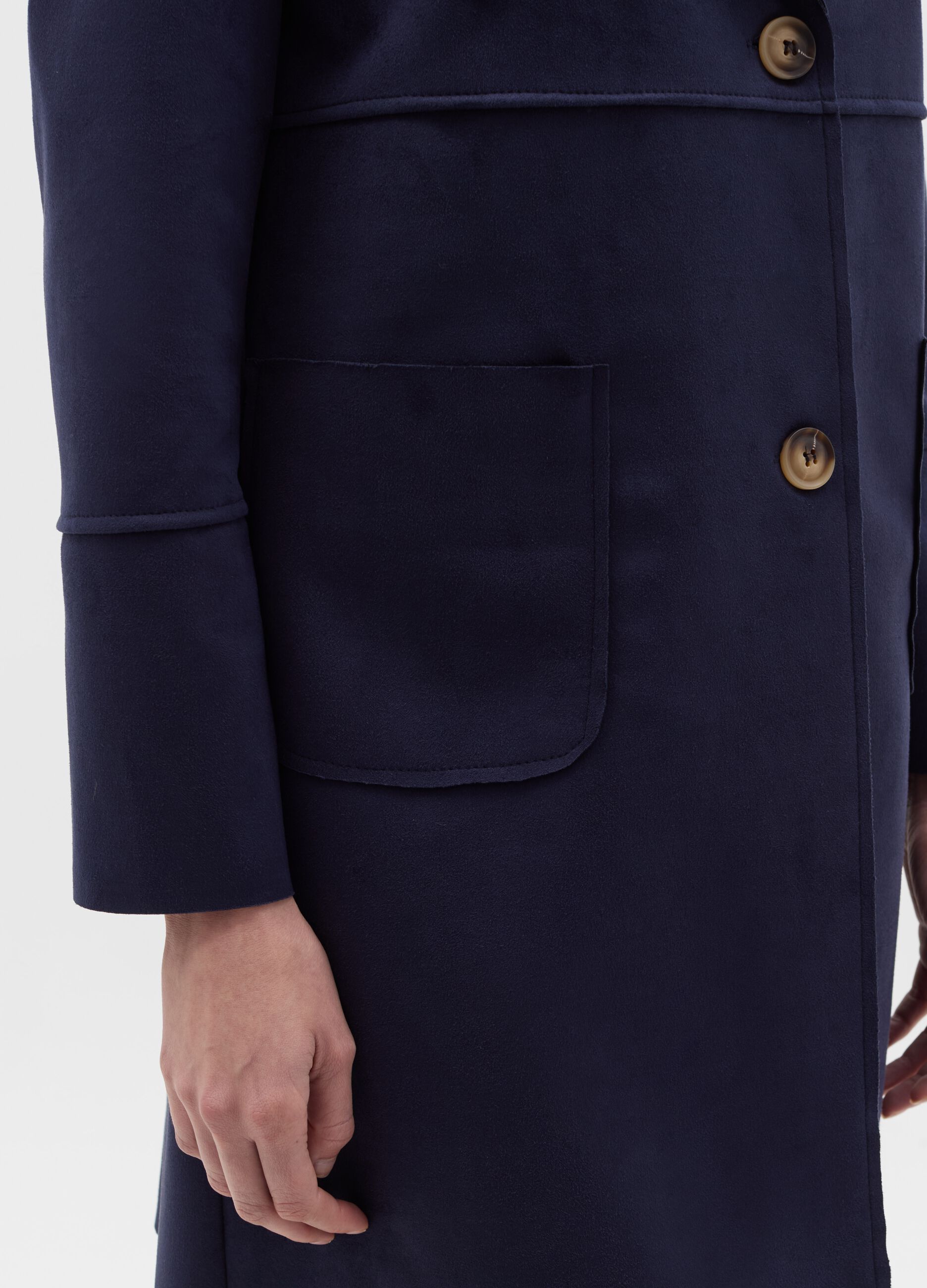 Long suede jacket with buttons