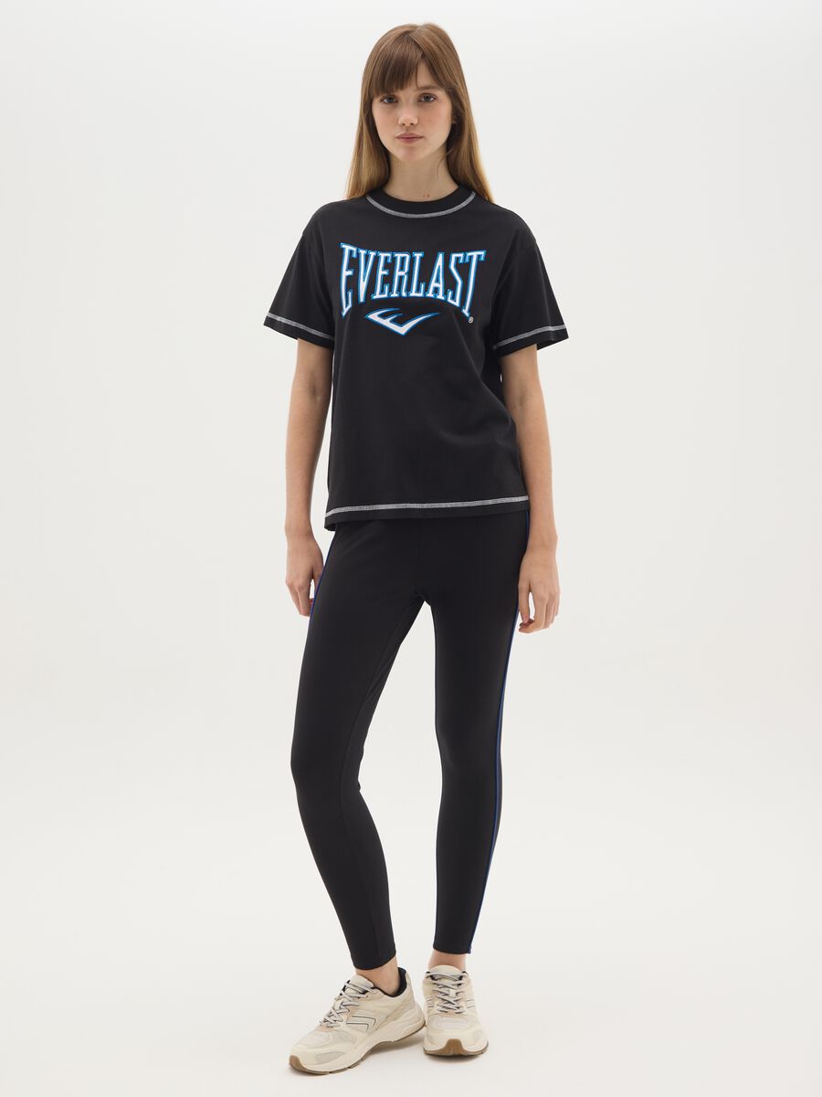 T-shirt nera a maniche corte in cotone Everlast _1