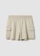 Girls' beige cotton-blend cargo shorts with relaxed fit_0