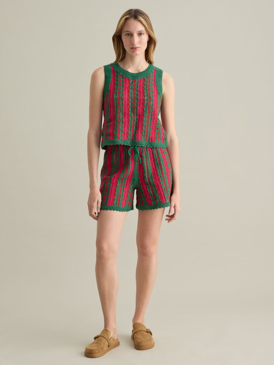 Striped Crochet Shorts Piombo_0