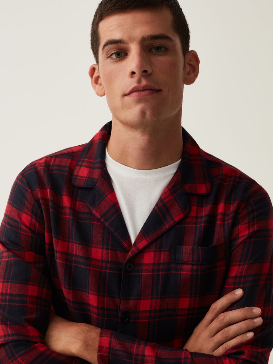 Pigiama lungo in flanella fantasia tartan_1