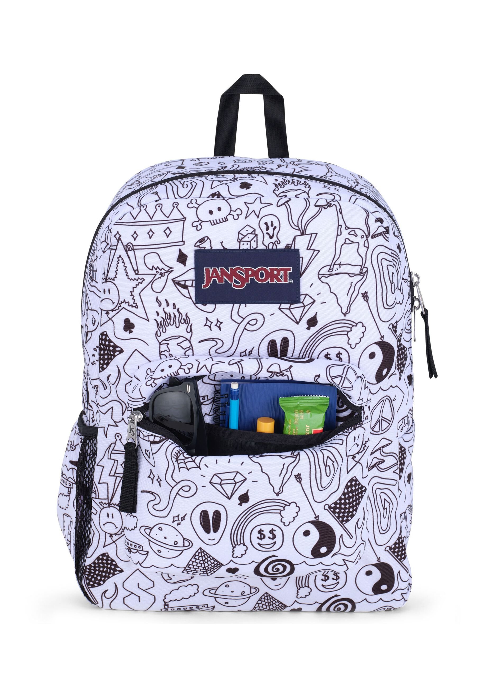 Cross Town backpack with black and white symbols