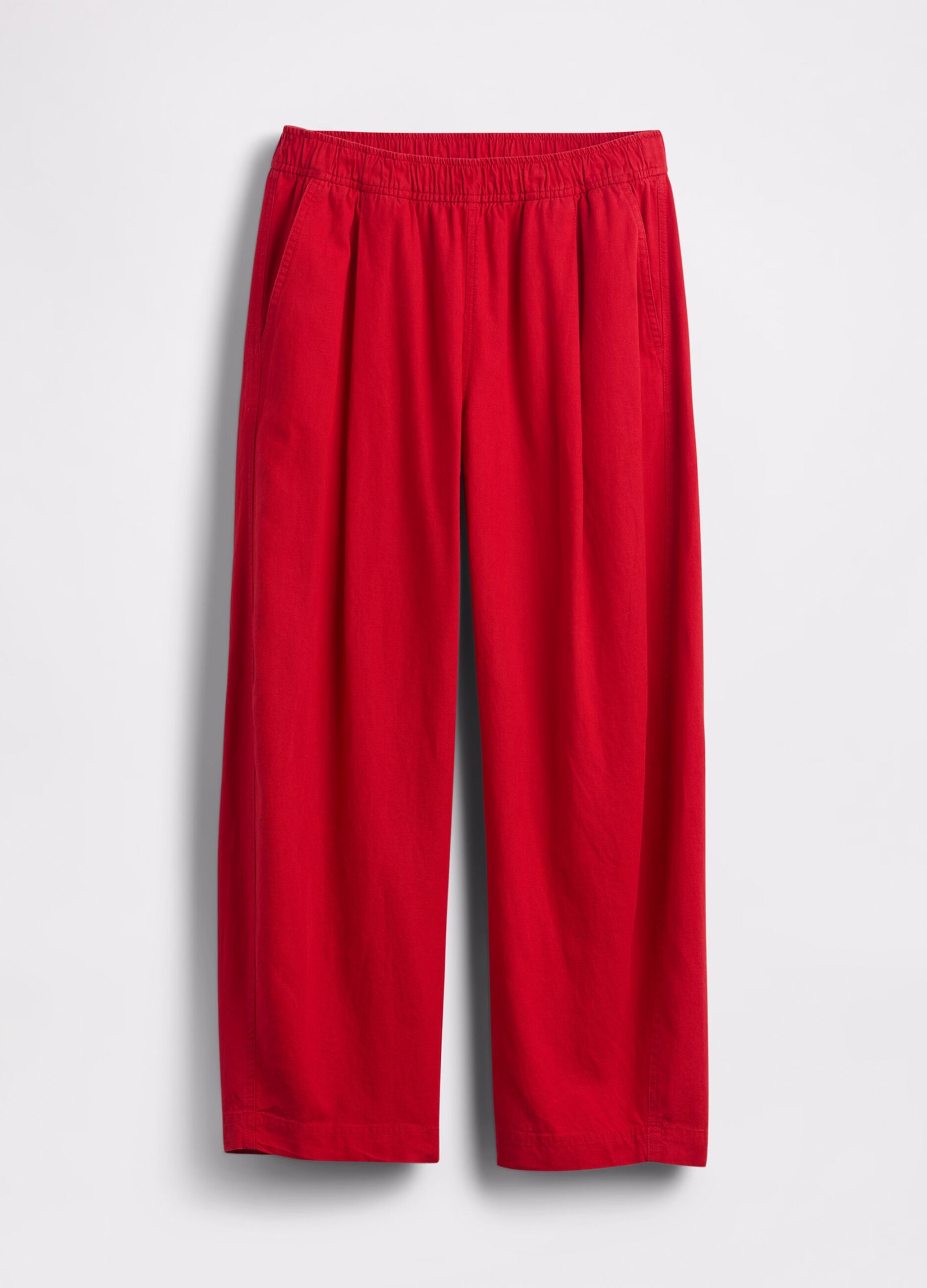 Red wide trousers in linen and viscose