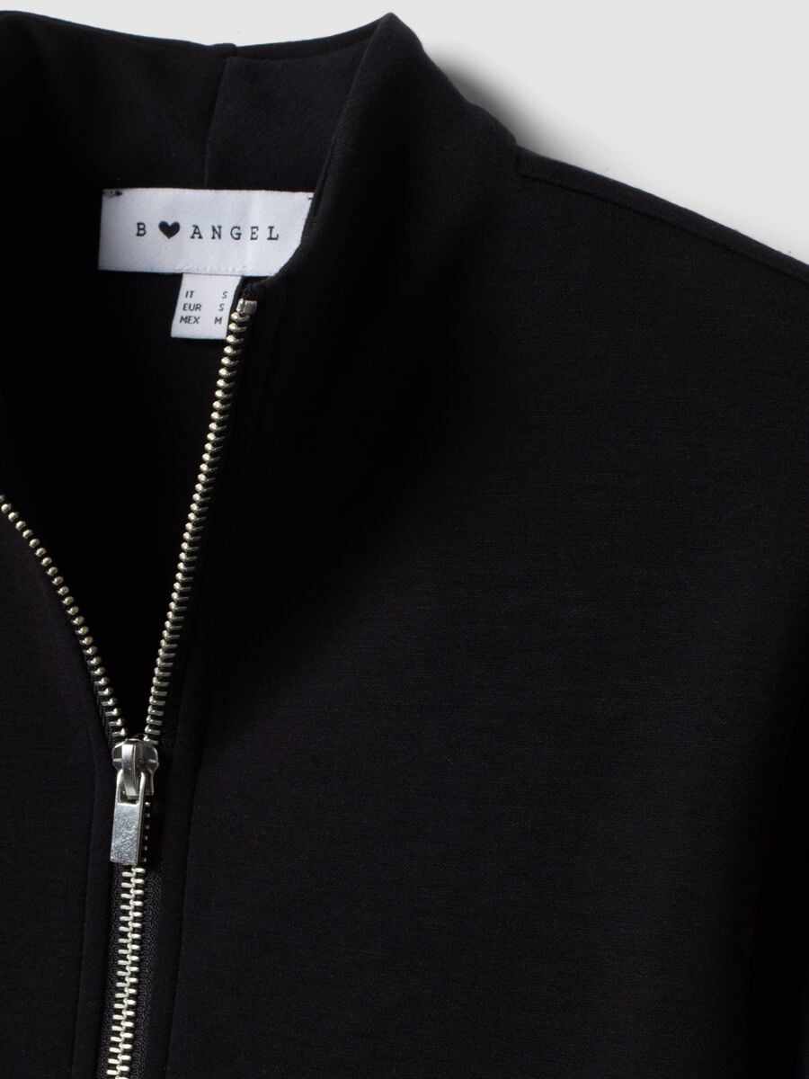 Black stretch modal sweatshirt with high neck_1