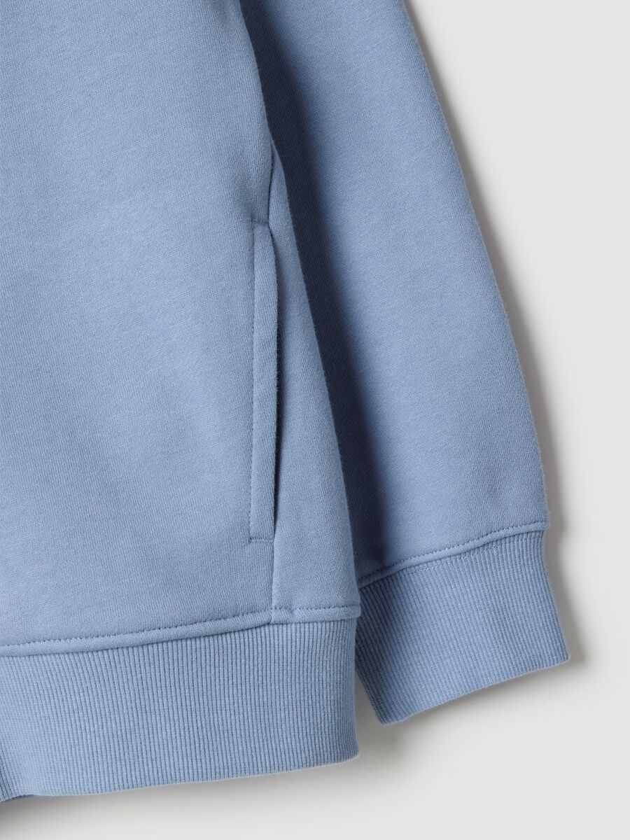 Sky blue children's hoodie with zip in pure cotton regular fit_3
