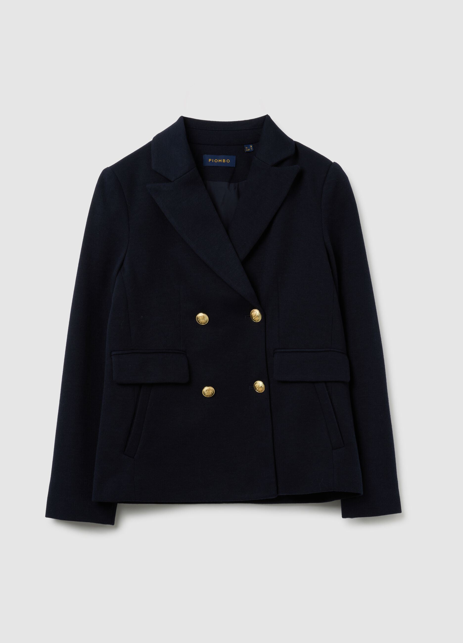 Blue cotton blend regular fit blazer