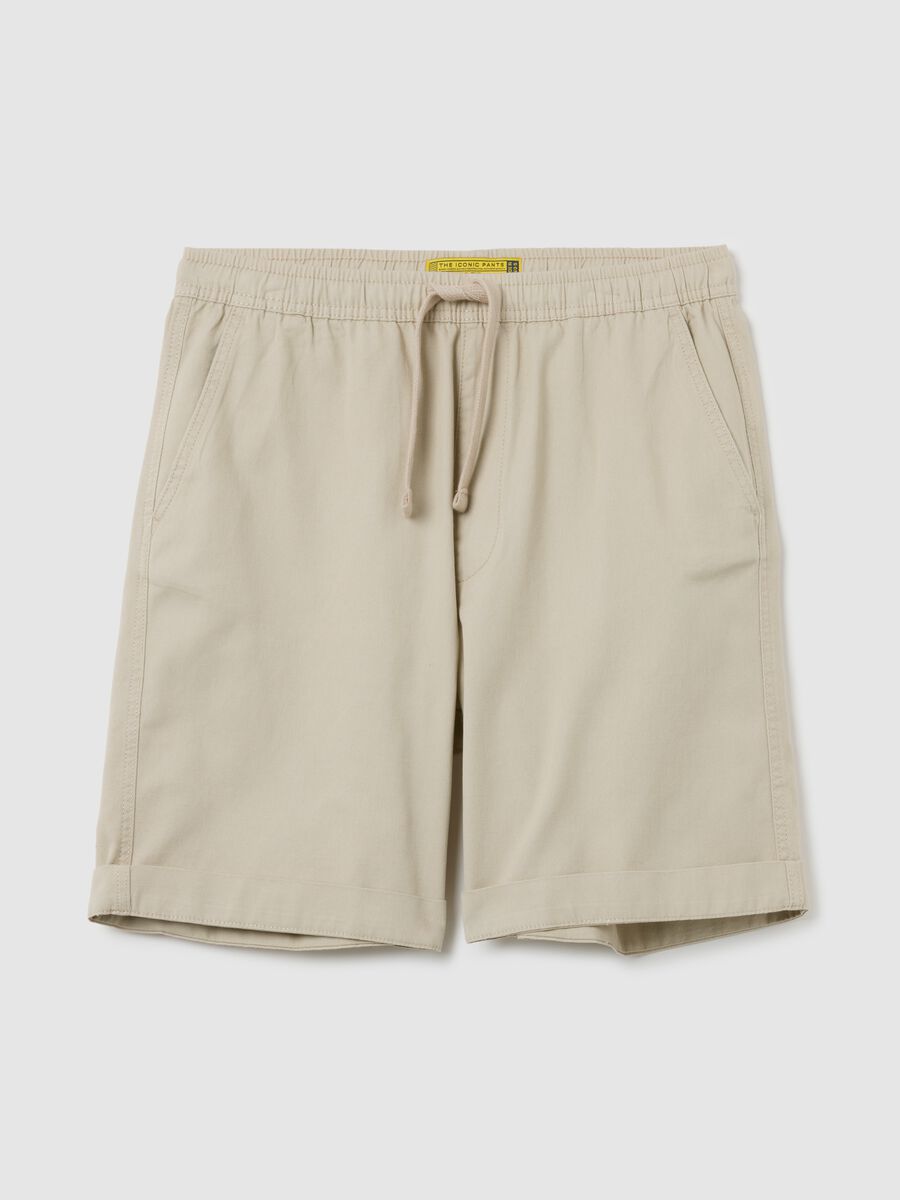 Men's beige pure cotton bermuda shorts, regular fit_4