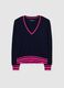 Multicolour blue pure wool sweater with striped regular fit_4