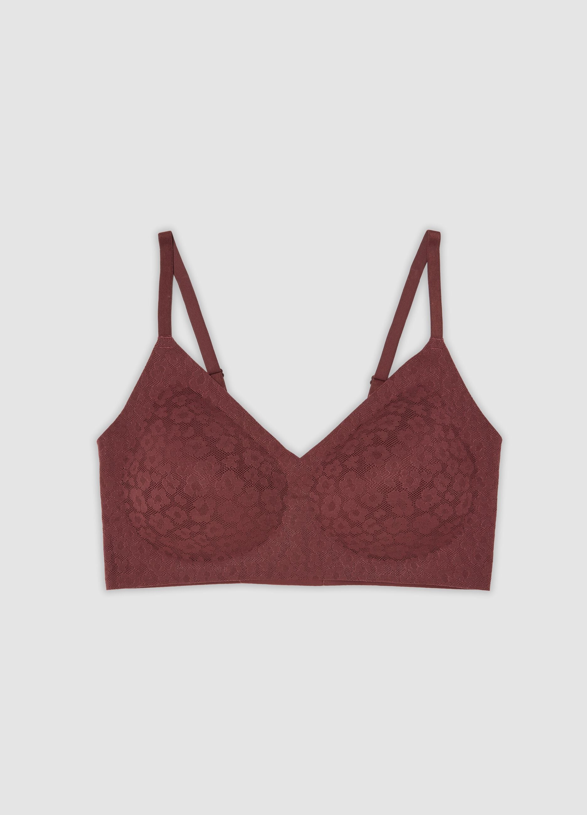 Reggiseno bralette rosso in tessuto elasticizzato con pizzo