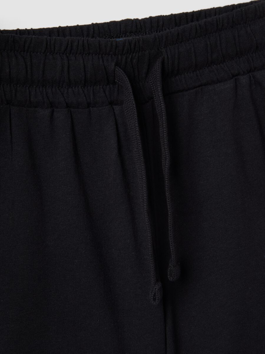 Pantaloncini in puro cotone nero da bambina regular fit_2