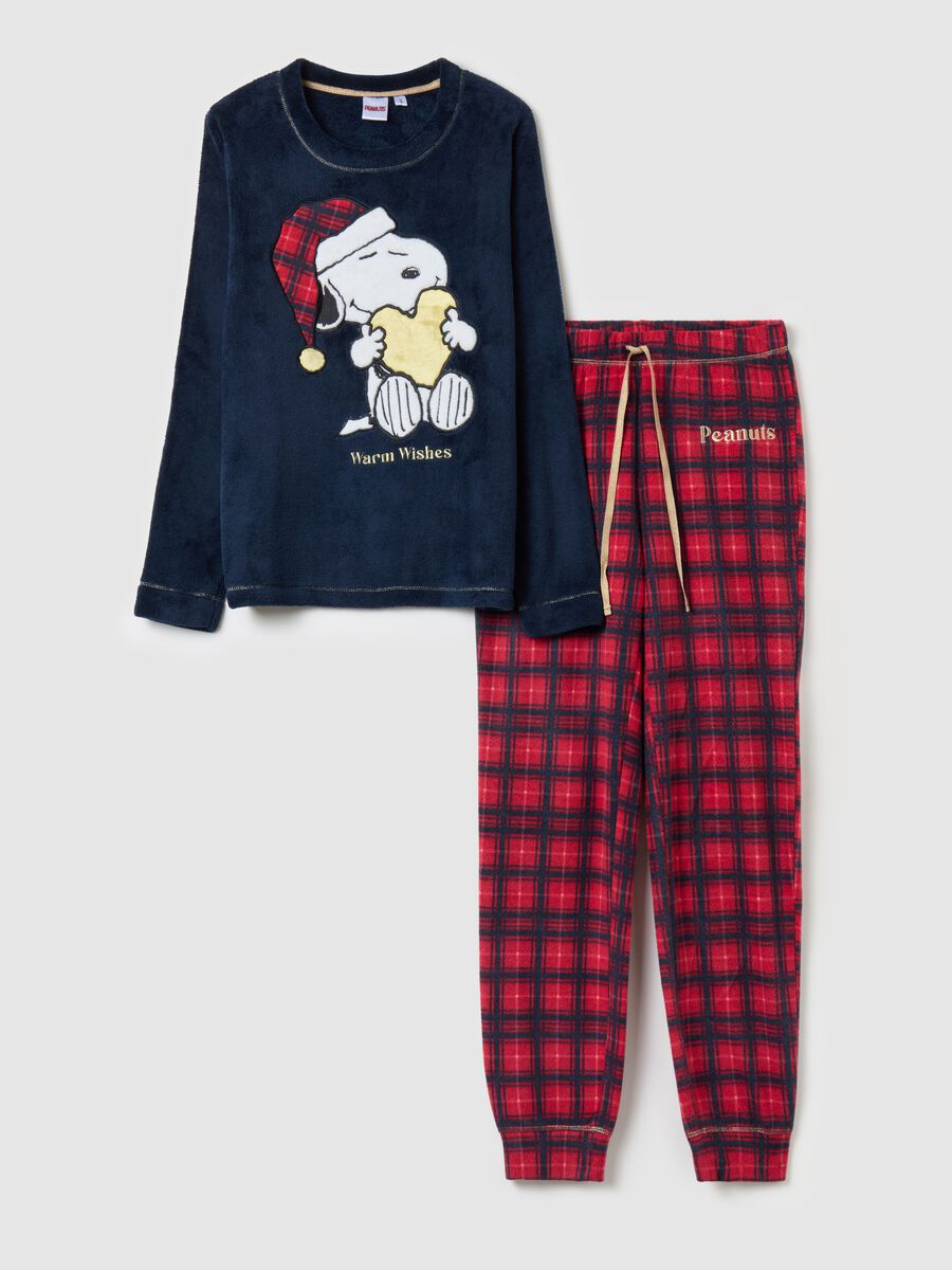 Long pyjamas in velour with Snoopy embroidery_4