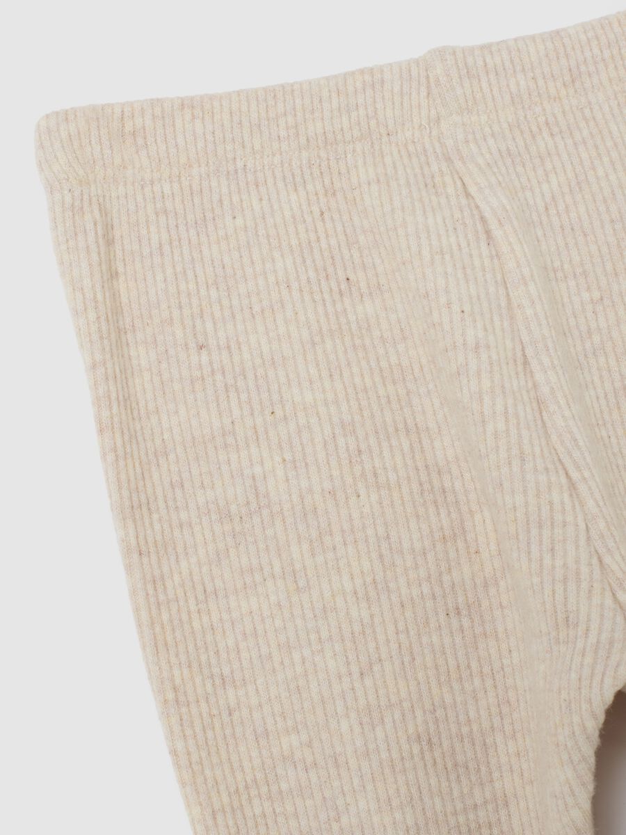 Baby girl beige cotton blend leggings slim fit_2