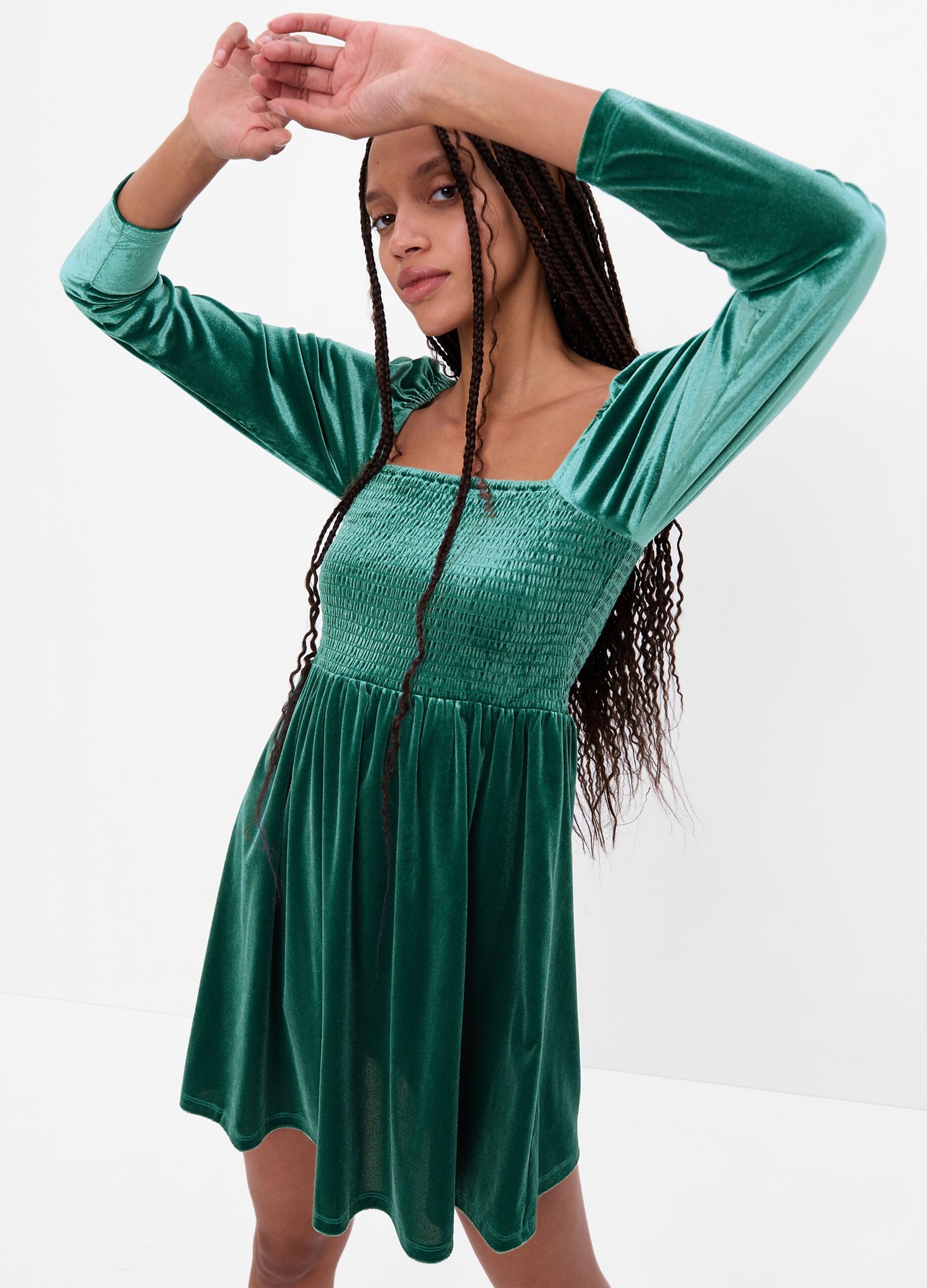 Abito Allattamento CzzzyL Maniche Corte - Verde Scuro Con Punto Smock