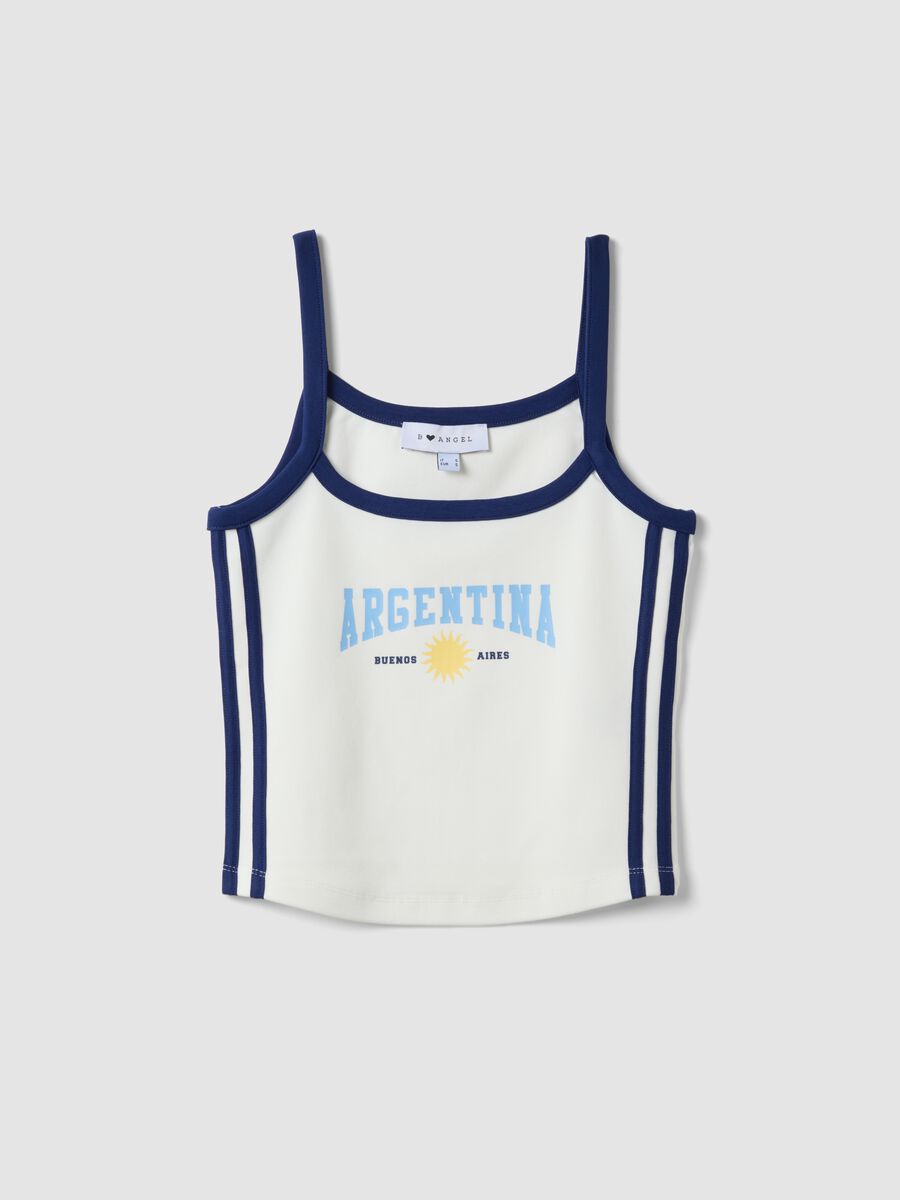 White stretch-cotton tank top with blue piping_4
