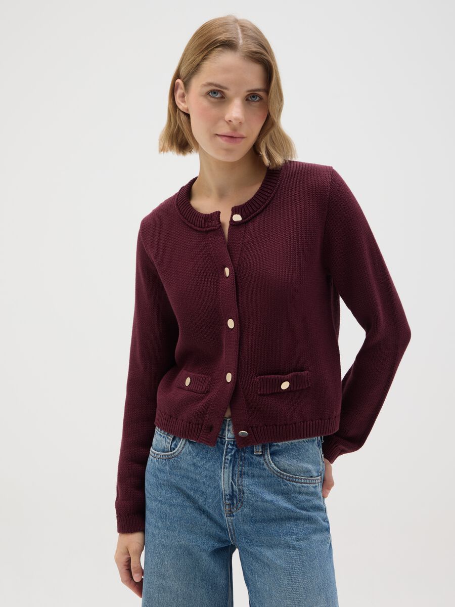 Cardigan in puro cotone viola regular fit_0