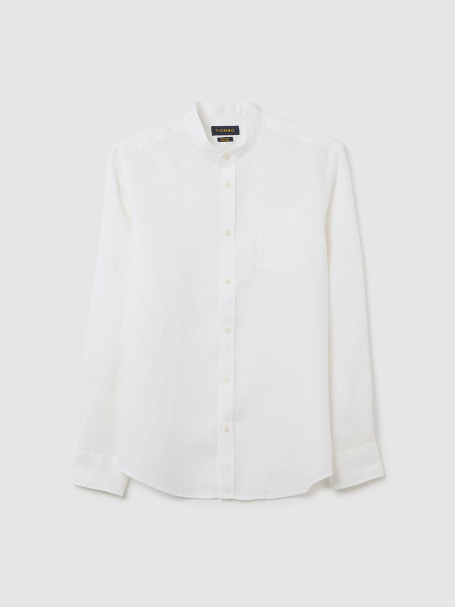 Casual White Linen Shirt Piombo_4