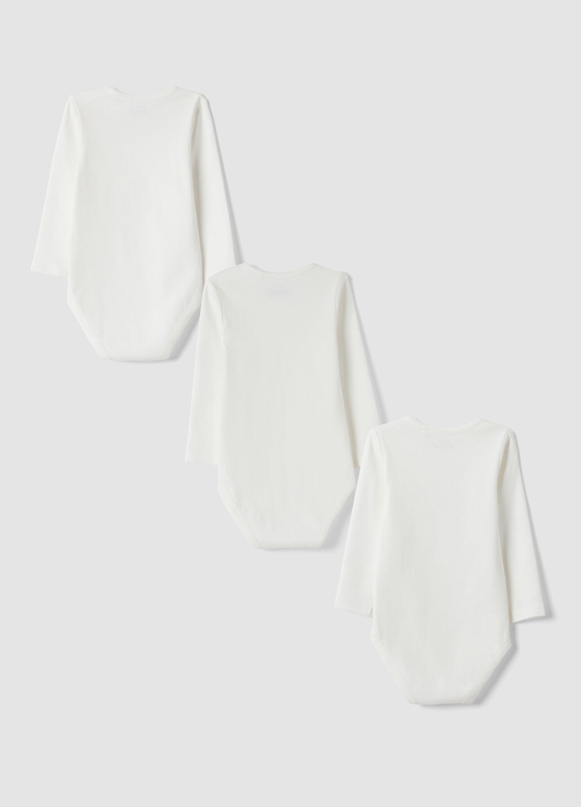 Tripack di body bianchi in puro cotone organico a girocollo
