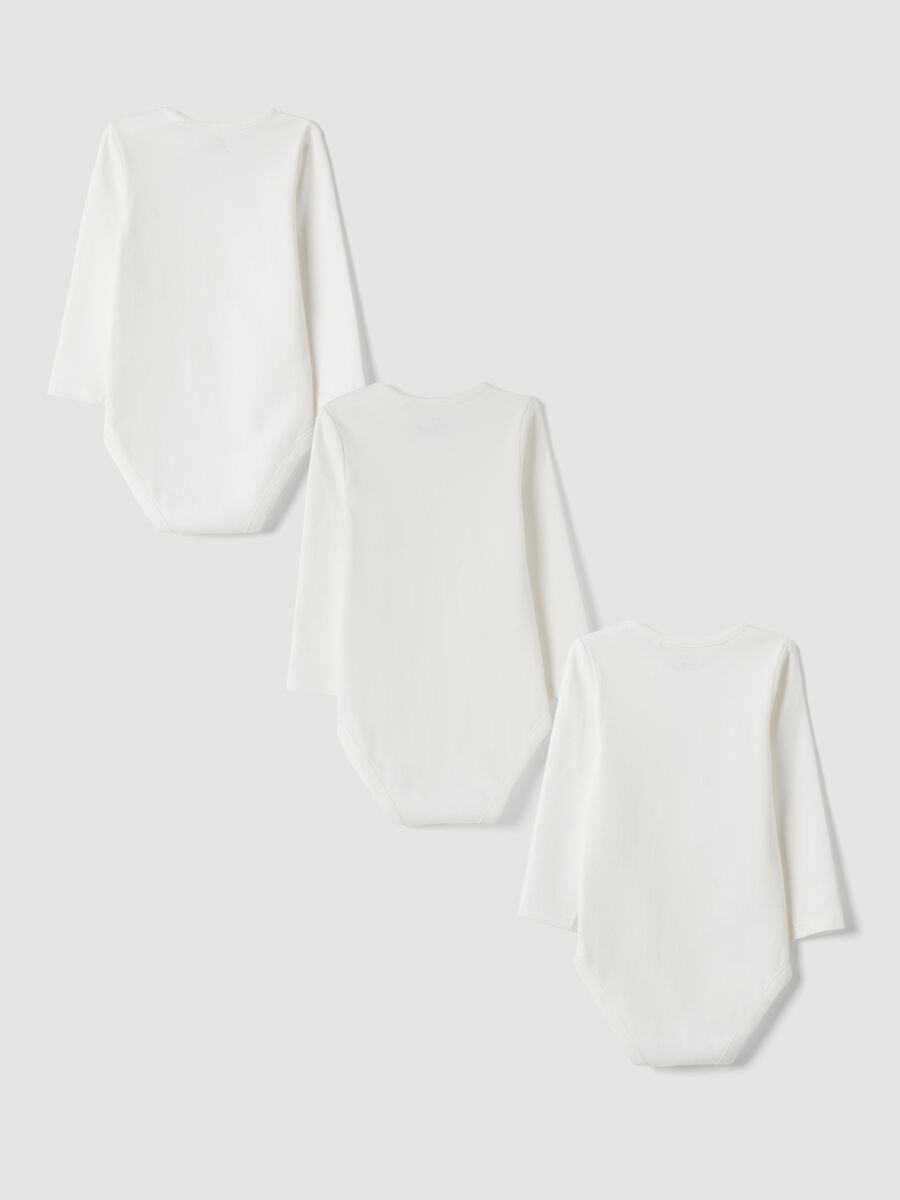 Tripack di body bianchi in puro cotone organico a girocollo_1