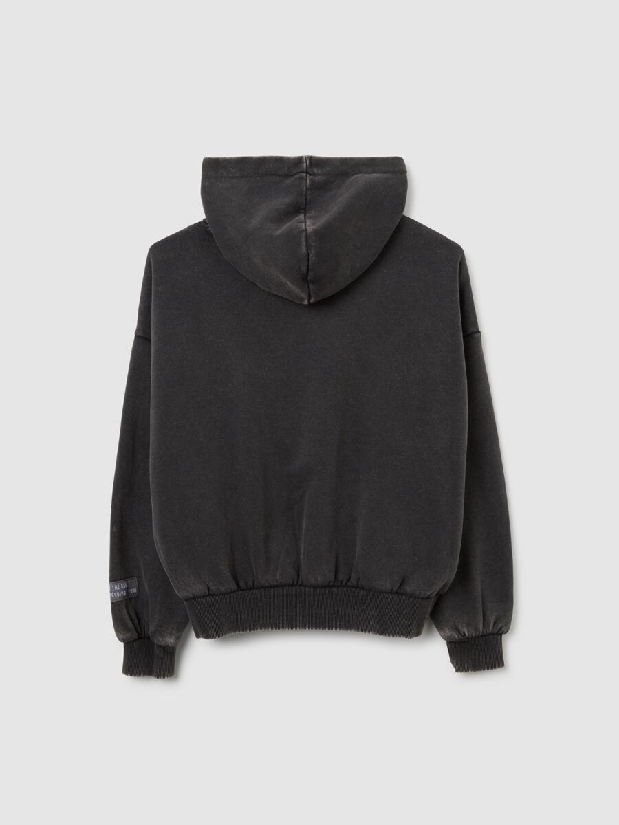 Felpa da ragazza in misto cotone nero vestibilità over_4