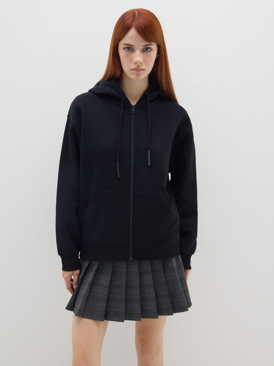 Oversized Black Cotton Blend Sweatshirt_1