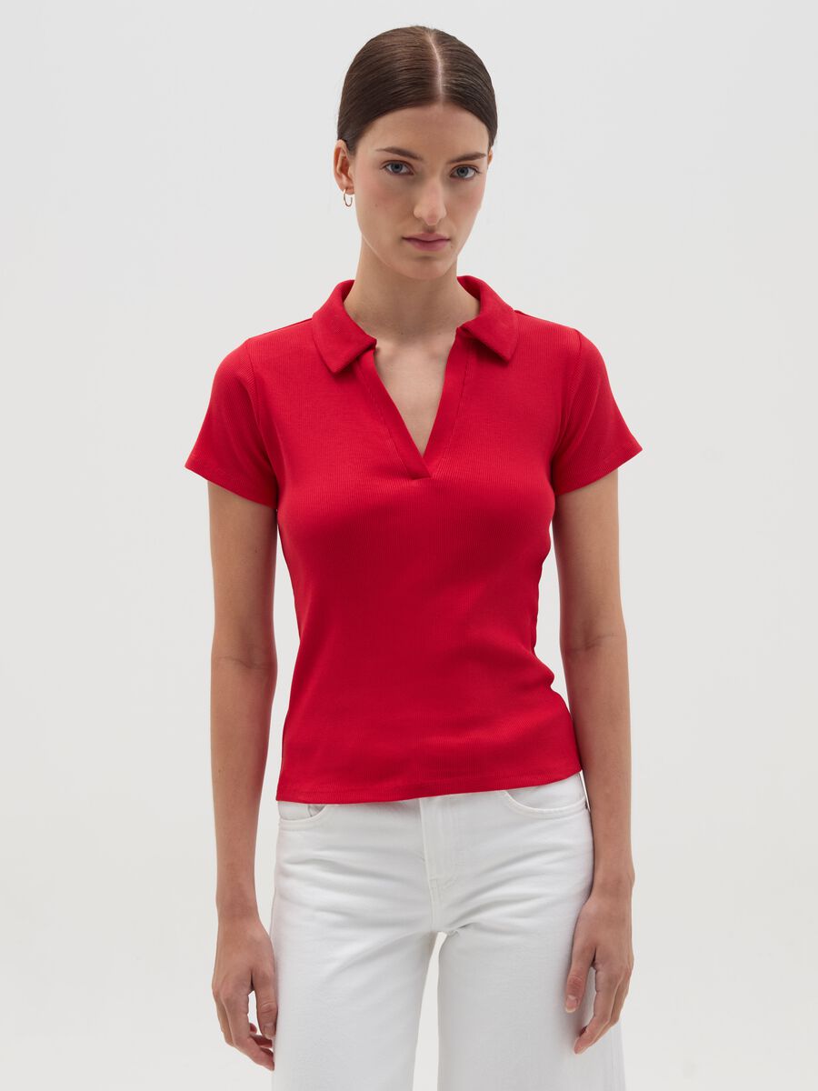 T-shirt with polo neck_0